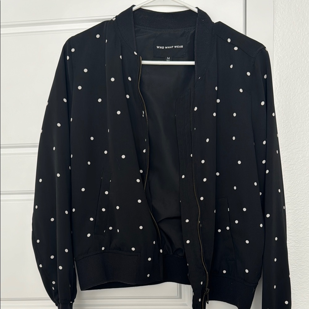 Who What Wear Black and White Bomber Jacket